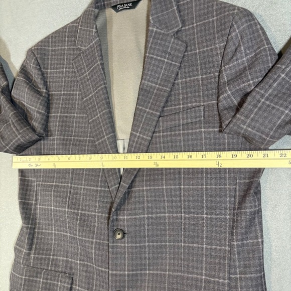 Jos A Bank Blazer Mens 42L Brown Plaid Traveler Travel Tech Slim Fit Jacket Coat - Picture 4 of 10